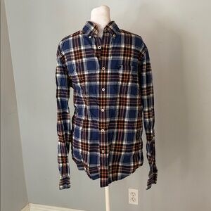 [American Eagle Outfitters] Blue/Orange Plaid Shirt - Size Medium
